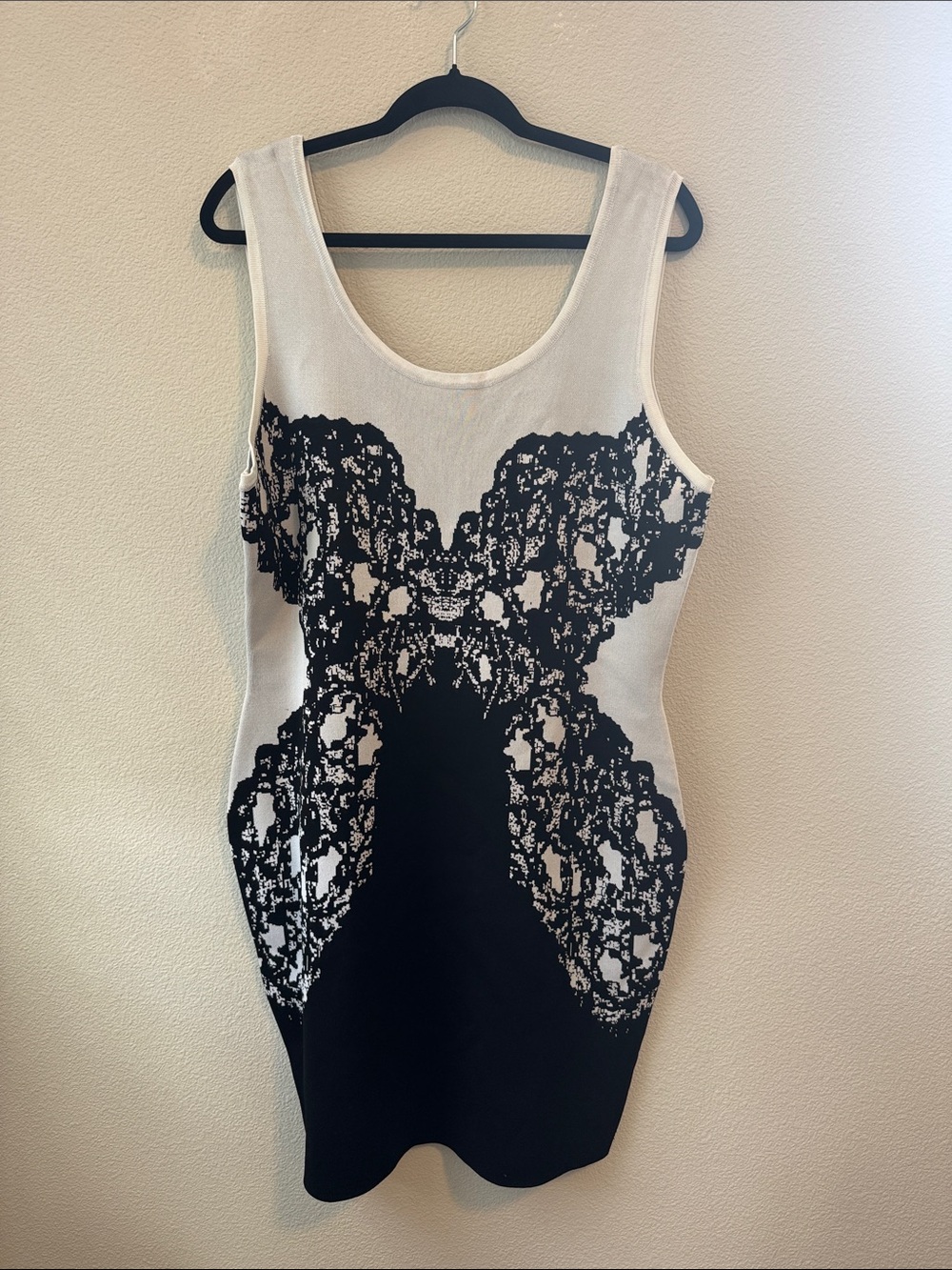 Lane Bryant Black & White Lace-Print Sheath Dress